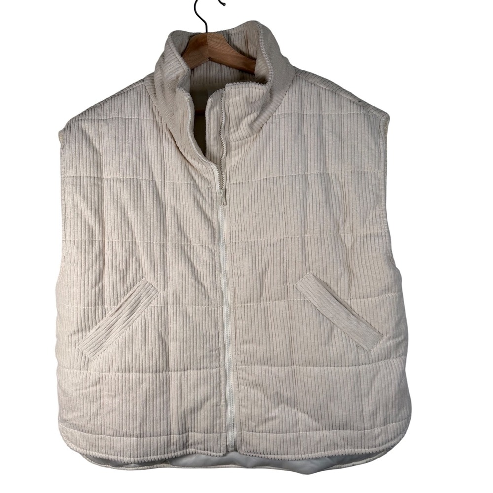 Bluivy Quilted Corduroy Vest‎ Women's Cream minimal "Young Contemporary" Size L
